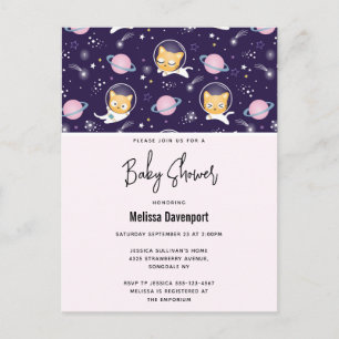 Söt kattunge katt-astronautmönster baby shower vykort