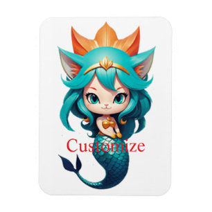 Söt Kattunge Katt Havsfru Thunder_Cove Magnet