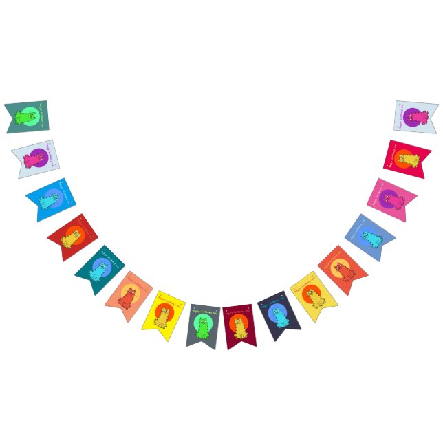 Söt kattunge lustig katter festive färg anpassning vimplar (Alla)