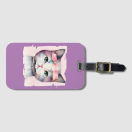 Söt Kattunge med Rosa Bow Bagagebricka