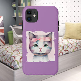 Söt Kattunge med Rosa Bow iPhone/iPad-väska