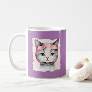 Söt Kattunge med Rosa Bow Mugg
