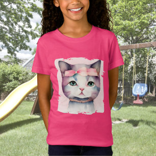 Söt Kattunge med Rosa Bow T-Shirt