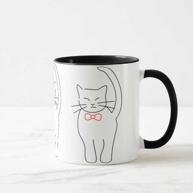 Söt Kattunge med rött strö Mugg (Höger)
