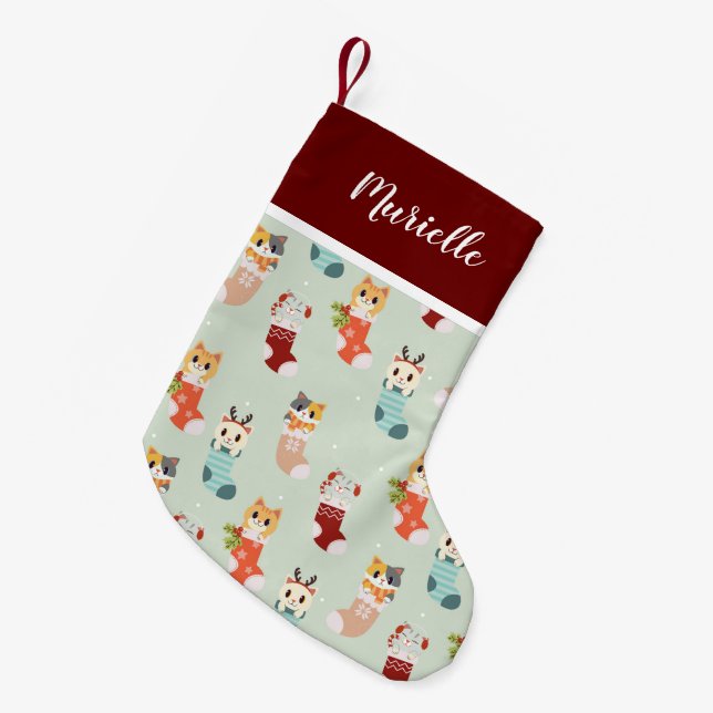Söt Kattunge Personlig Pet Namn Liten Julstrumpa (Framsidan (Hängande))
