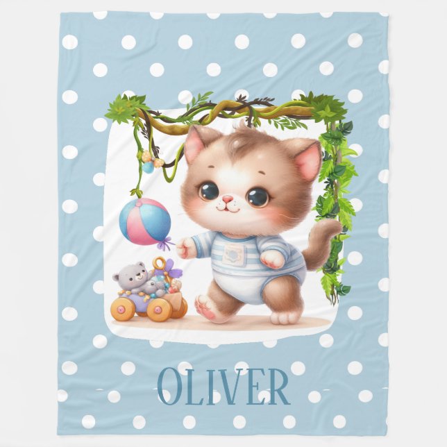 Söt Kattunge Prickig Elegant Fleecefilt (Framsidan)