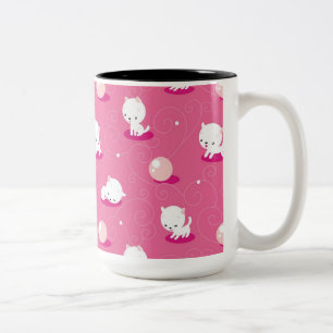 Söt Kattunge Rosa Kittens Mönster Kaffe Mugg