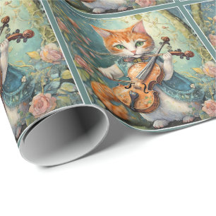 Söt kattunge som spelar fiol presentpapper