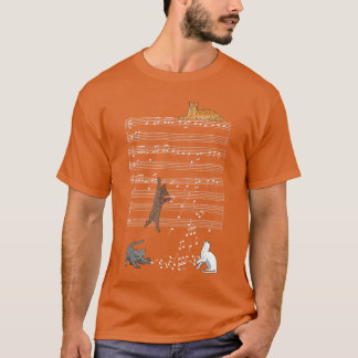Söt kattunge som spelar musiknot pianomusiker A T Shirt
