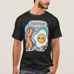 Söt Kawai Bacon Egg Frukost Bästa Vänner Bff Vänne T Shirt