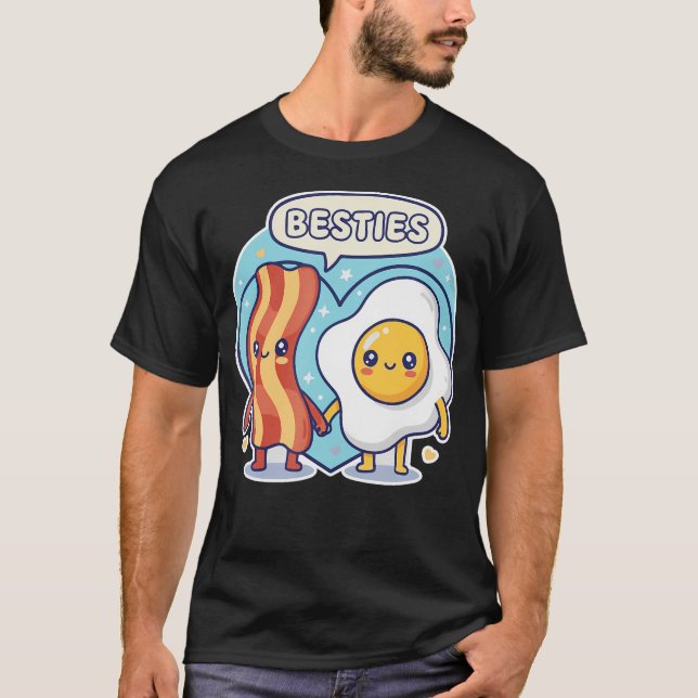 Söt Kawai Bacon Egg Frukost Bästa Vänner Bff Vänne T Shirt (Framsida)