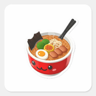 Söt Kawaii 3D Ramen-skål Japansk matfreak Utstansn Fyrkantigt Klistermärke