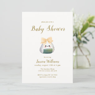 Söt Kawaii Akvarellbåge Onigiri Baby Shower Inbjudningar