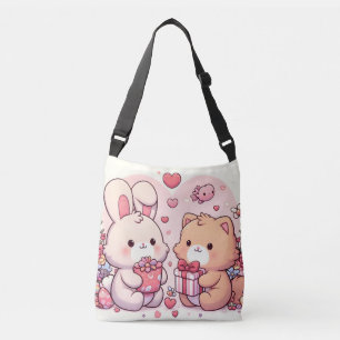 Söt Kawaii Alla Hjärtans Dag Kanin Björn Kärlekspr Axelväska