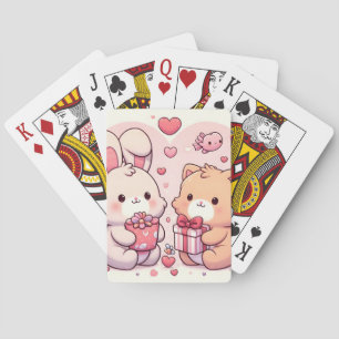 Söt Kawaii Alla Hjärtans Dag Kanin Björn Kärlekspr Casinokort