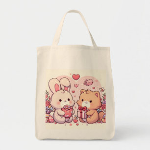 Söt Kawaii Alla Hjärtans Dag Kanin Björn Presente Tygkasse