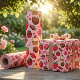 Söt Kawaii Alla Hjärtans Dags Godis Mönster Presentpapper