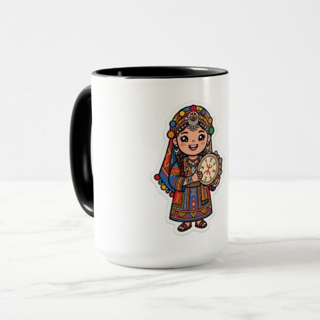 Söt Kawaii Amazigh Berber Kvinna Mugg (Framsida vänster)