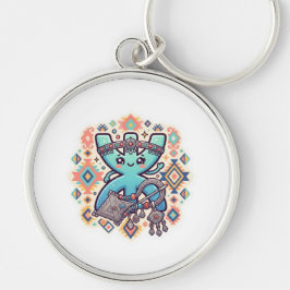 Söt Kawaii Amazigh Yaz-symbol Berber-dekal Rund Silverfärgad Nyckelring