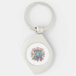 Söt Kawaii Amazigh Yaz Symbol Berber Klistermärke Swirl Silverfärgad Nyckelring