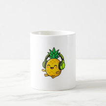 Söt Kawaii Ananas Som Har Hörlurar SuSticker