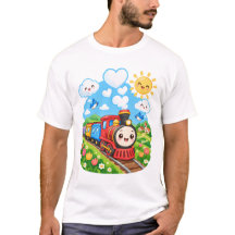 Söt Kawaii-ånglok Resa Tulpaner
