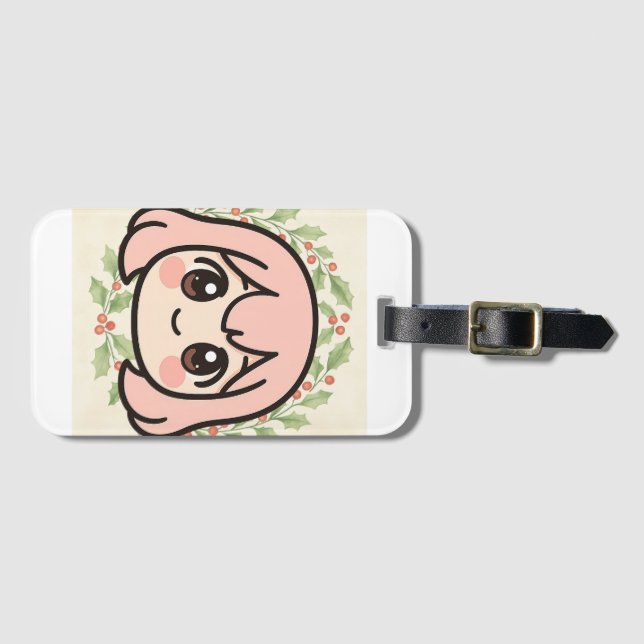Söt Kawaii Anime Tjej Resväskemärke  Bagagebricka (Framsida horisontal)