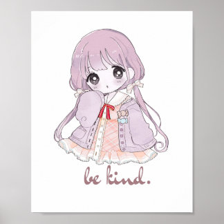 Söt Kawaii Anime Tjej Vänlig Personlig Antecknings Poster