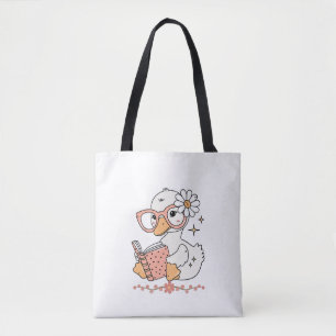 Söt Kawaii Anka Läsbok Serieteckning Design Tygkasse