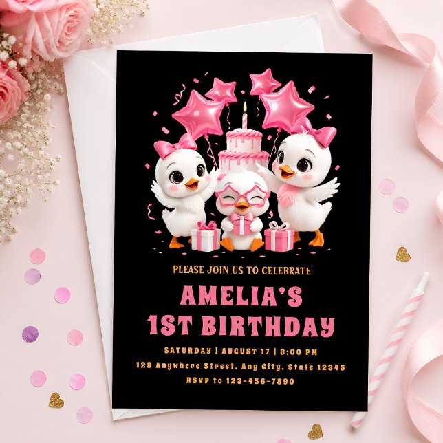 Söt Kawaii-Ankdopinvitation Inbjudningar (Skapare uppladdad)