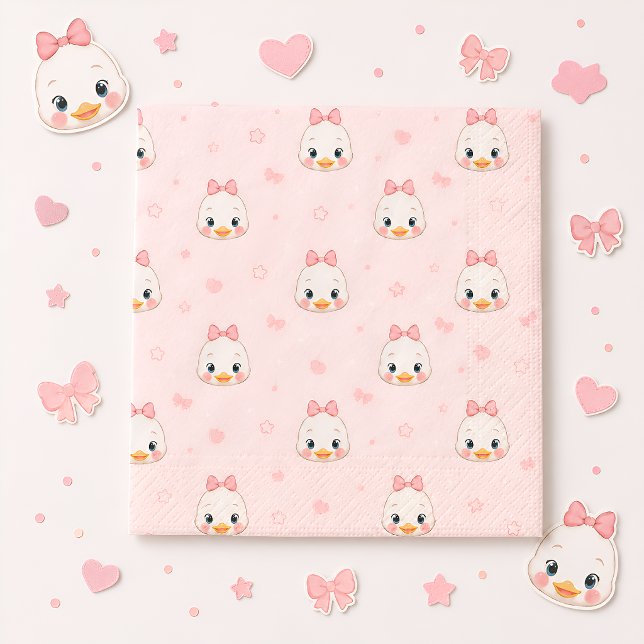 Söt Kawaii Ankflicka Födelsedagsfest Pappersservett (Skapare uppladdad)