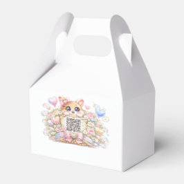 Söt Kawaii Anpassad QR-kod Katt Pastell Rosa Blomm Presentaskar