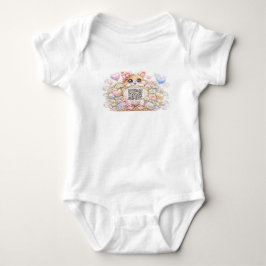 Söt Kawaii Anpassad QR-kod Katt Pastell Rosa Blomm T Shirt