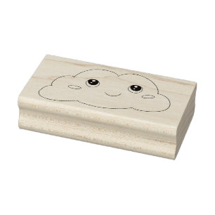 Söt Kawaii Ansikte Lättar Moln Konst Stämpel