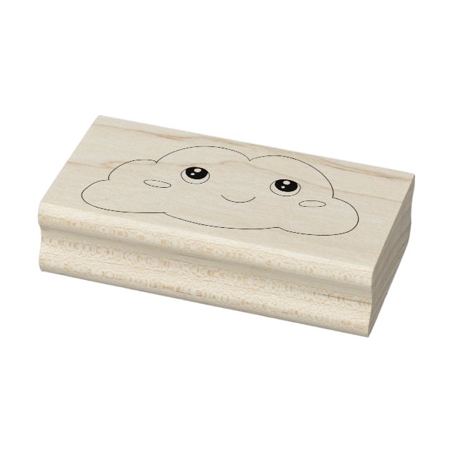 Söt Kawaii Ansikte Lättar Moln Konst Stämpel (Stämpel)