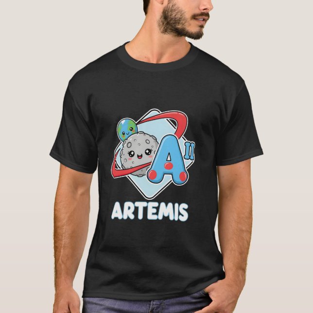 Söt Kawaii Artemis II NASA Månuppdrag T Shirt (Framsida)
