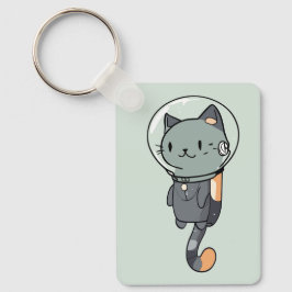 Söt Kawaii Astronaut Katt Nyckelring