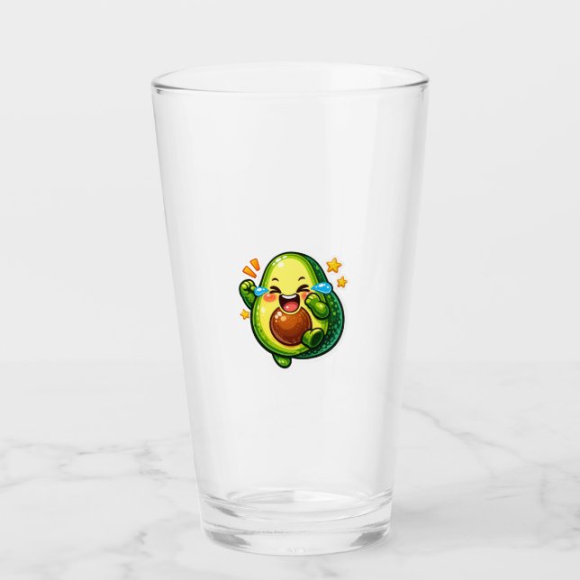 Söt Kawaii Avokado Latter Tårar Av Glädje S Glaskopp (Framsida)