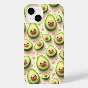 Söt Kawaii Avokado och Rosa Hjärtan Mönster Sött