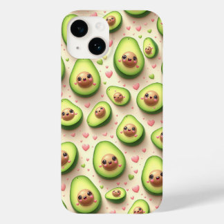 Söt Kawaii Avokado och Rosa Hjärtan Mönster Sött