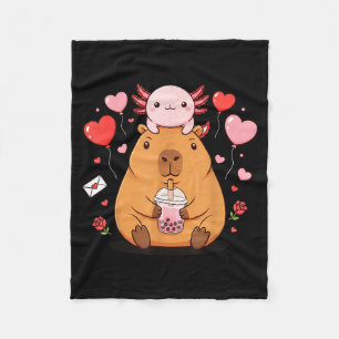 Söt Kawaii Axolotl Capybara Bubble Tea Pojkar Flic Fleecefilt