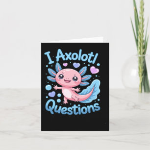 Söt Kawaii Axolotl Frågor Blå Och Rosa Kort