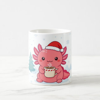 Söt Kawaii Axolotl Jul Kaffe Mugg Med Två Färger