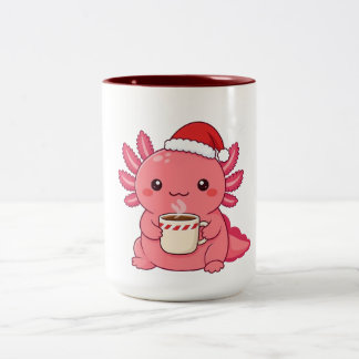 Söt Kawaii Axolotl Jul Röd Tvåtons Mugg
