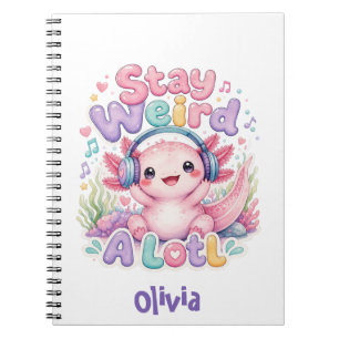 Söt Kawaii Axolotl med Monogram Anteckningsbok