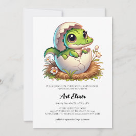 Söt Kawaii Baby Alligator Kläcks Babyshower Inbjudningar