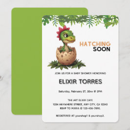 Söt Kawaii Baby Dinosaur Kläcks Inbjudningar