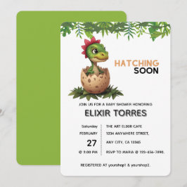 Söt Kawaii Baby Dinosaur Kläcks Inbjudningar