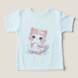 Söt Kawaii Baby Katt T-Shirt | Småbarnsregnbågs Ki