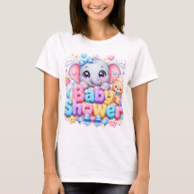 Söt Kawaii Baby Shower Elefant Pastell Rosa Teddy